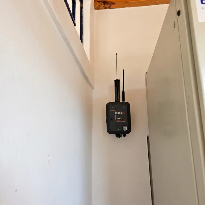 Gateway Bolt with its two antennas, mounted on a wall.