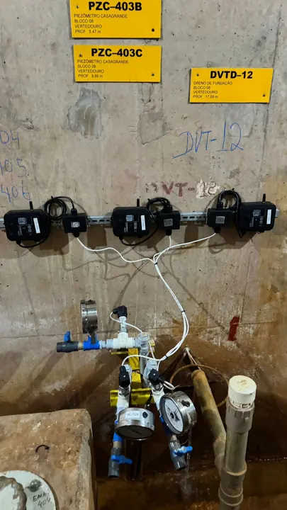 Several Node Connect units reading piezometers.